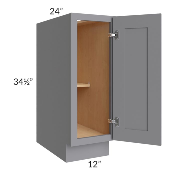 RTA Graphite Grey Shaker 12" Full Height Door Base Cabinet with 2 Decorative End Panels