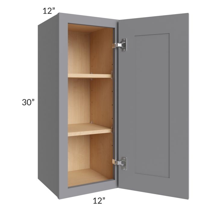 RTA Graphite Grey Shaker 12" x 30" Wall Cabinet with 1 Decorative End Panel