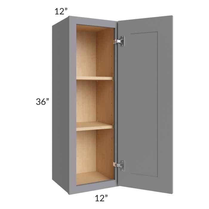 RTA Graphite Grey Shaker 12" x 36" Wall Cabinet with 1 Decorative End Panel