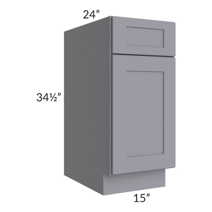 RTA Graphite Grey Shaker 15" Base Cabinet with 1 Decorative End Panel and Tray Divider Kit