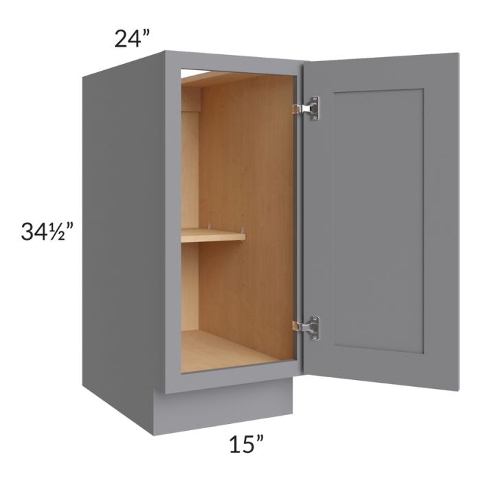 RTA Graphite Grey Shaker 15" Full Height Door Base Cabinet with 1 Decorative End Panel