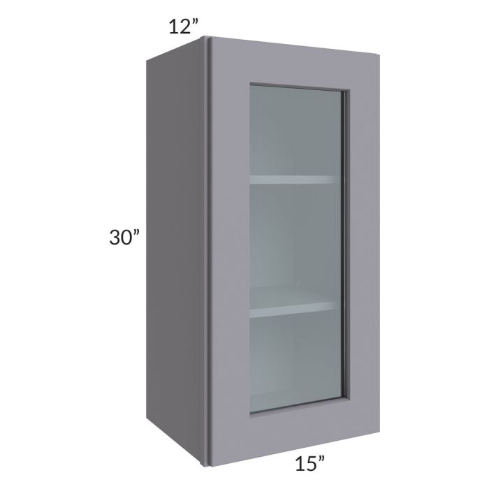 RTA Graphite Grey Shaker 15" x 30" Wall Glass Door Cabinet (Prepped for Glass Doors)