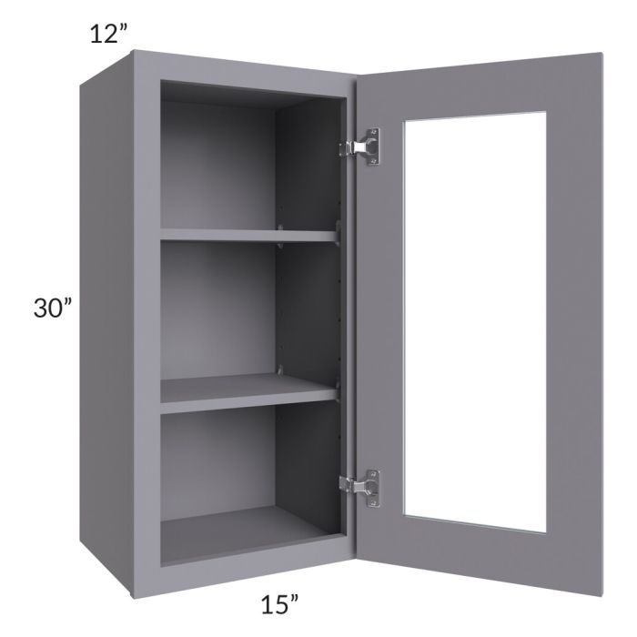 RTA Graphite Grey Shaker 15" x 30" Wall Glass Door Cabinet (Prepped for Glass Doors)