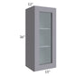 RTA Graphite Grey Shaker 15" x 36" Wall Glass Door Cabinet (Prepped for Glass Doors) with 2 Decorative End Panels
