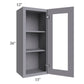 RTA Graphite Grey Shaker 15" x 36" Wall Glass Door Cabinet (Prepped for Glass Doors) with 2 Decorative End Panels