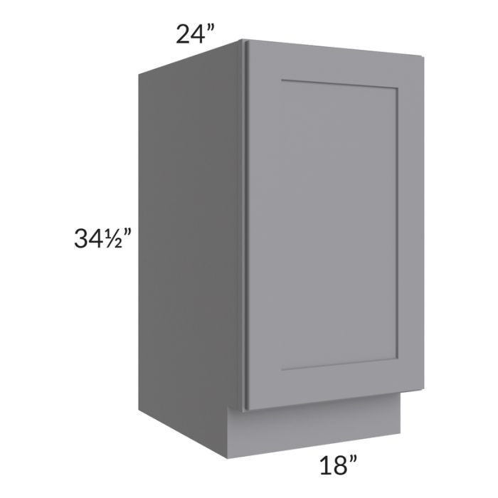 RTA Graphite Grey Shaker 18" Full Height Door Base Cabinet with 2 Decorative End Panels and 1 Roll Out Tray