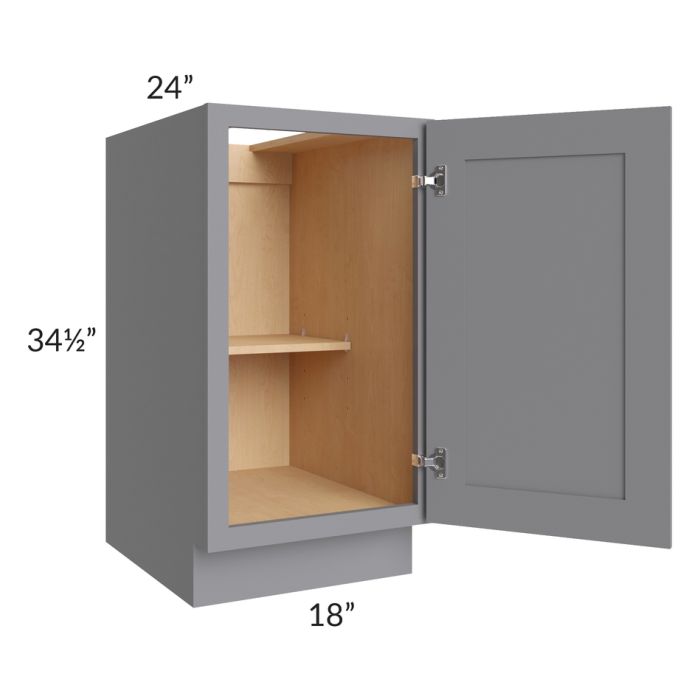 RTA Graphite Grey Shaker 18" Full Height Door Base Cabinet with 2 Decorative End Panels and 1 Roll Out Tray