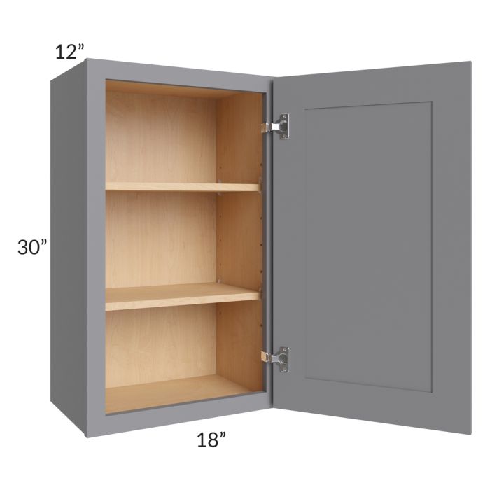 RTA Graphite Grey Shaker 18" x 30" Wall Cabinet with 2 Decorative End Panels