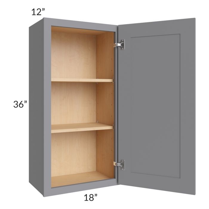 RTA Graphite Grey Shaker 18" x 36" Wall Cabinet with 1 Decorative End Panel