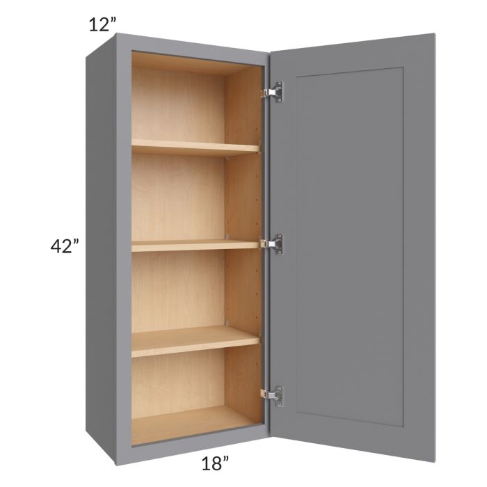 RTA Graphite Grey Shaker 18" x 42" Wall Cabinet with 2 Decorative End Panels
