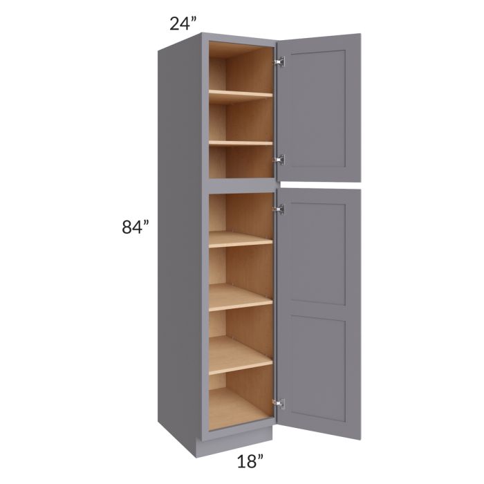 RTA Graphite Grey Shaker 18" x 84" x 24" Wall Pantry Cabinet with 2 Decorative End Panels