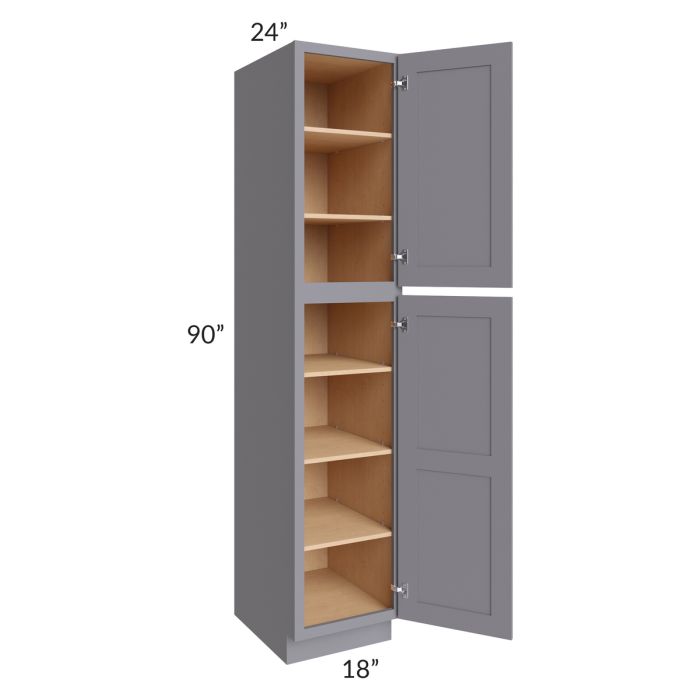 RTA Graphite Grey Shaker 18" x 90" x 24" Wall Pantry Cabinet with 1 Roll Out Tray