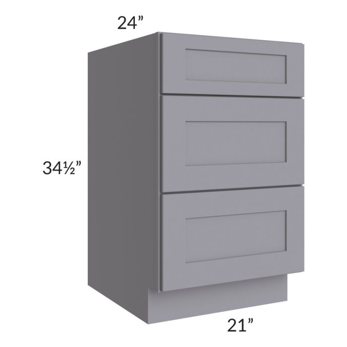 RTA Graphite Grey Shaker 21" 3-Drawer Base Cabinet with 1 Decorative End Panel