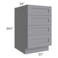 RTA Graphite Grey Shaker 21" 4-Drawer Base Cabinet with 1 Decorative End Panel