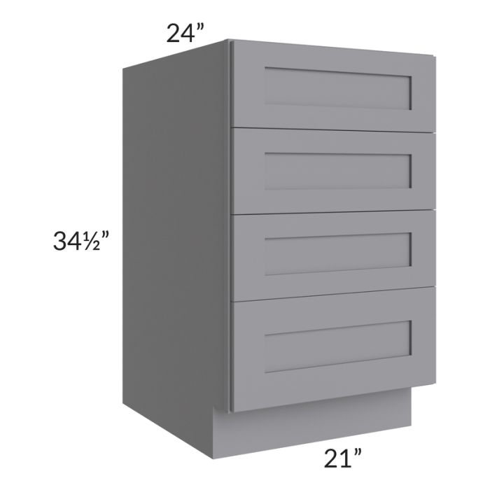 RTA Graphite Grey Shaker 21" 4-Drawer Base Cabinet with 1 Decorative End Panel
