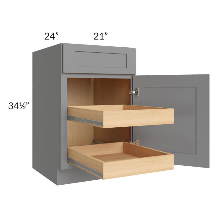 RTA Graphite Grey Shaker 21" Base Cabinet with 2 Rollout Trays and 2 Decorative End Panels