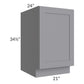 RTA Graphite Grey Shaker 21" Full Height Door Base Cabinet with 1 Roll Out Tray