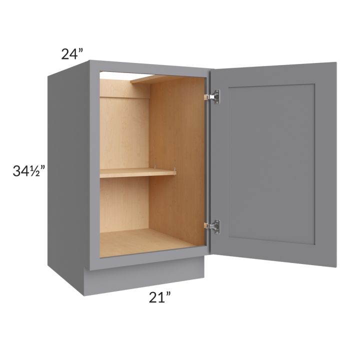RTA Graphite Grey Shaker 21" Full Height Door Base Cabinet with 1 Roll Out Tray