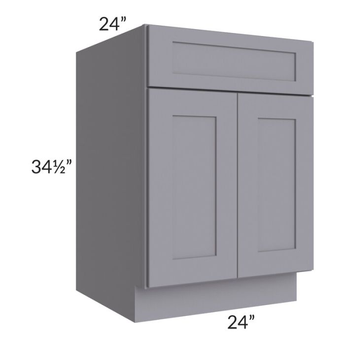 RTA Graphite Grey Shaker 24" Base Cabinet with 1 Decorative End Panel and 2 Roll Out Trays