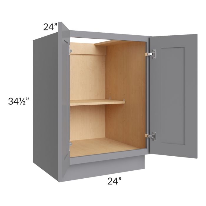 RTA Graphite Grey Shaker 24" Full Height Door Base Cabinet with 2 Decorative End Panels and 1 Roll Out Tray