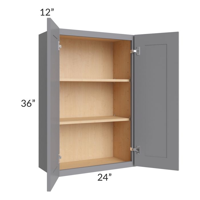 RTA Graphite Grey Shaker 24" x 36" Wall Cabinet with 2 Decorative End Panels