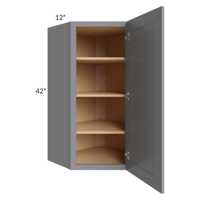 RTA Graphite Grey Shaker 24" x 42" Wall Diagonal Corner Cabinet with 1 Decorative End Panel