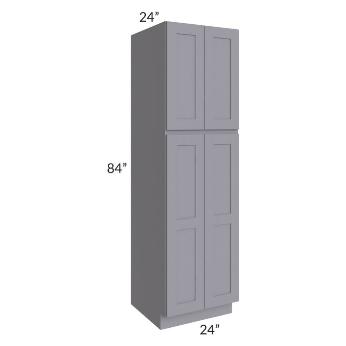 RTA Graphite Grey Shaker 24" x 84" x 24" Wall Pantry Cabinet with 1 Decorative End Panel and 3 Roll Out Trays