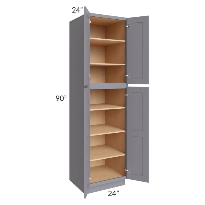 RTA Graphite Grey Shaker 24" x 90" x 24" Wall Pantry Cabinet with 1 Roll Out Tray