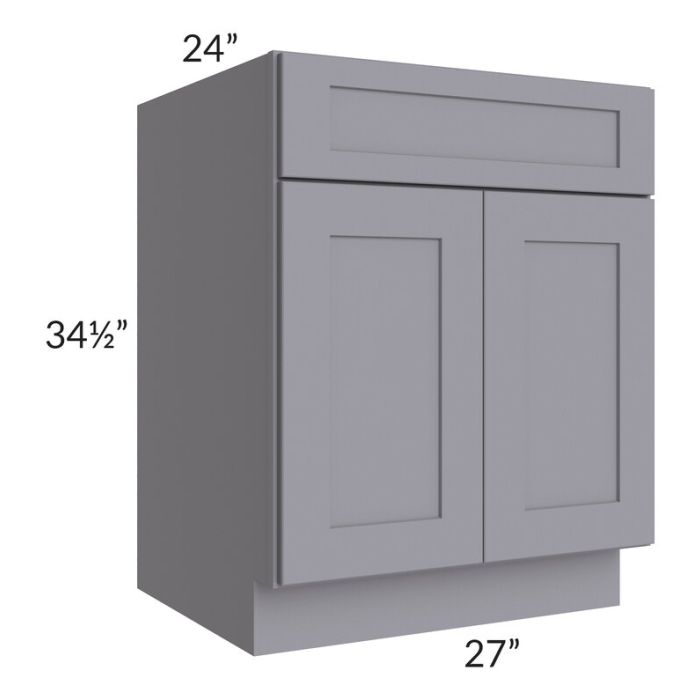 RTA Graphite Grey Shaker 27" Base Cabinet with 1 Decorative End Panel and 2 Roll Out Trays