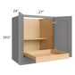 RTA Graphite Grey Shaker 27" Full Height Base Cabinet with 1 Rollout Tray and 1 Decorative End Panel