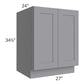 RTA Graphite Grey Shaker 27" Full Height Door Base Cabinet with 2 Decorative End Panels