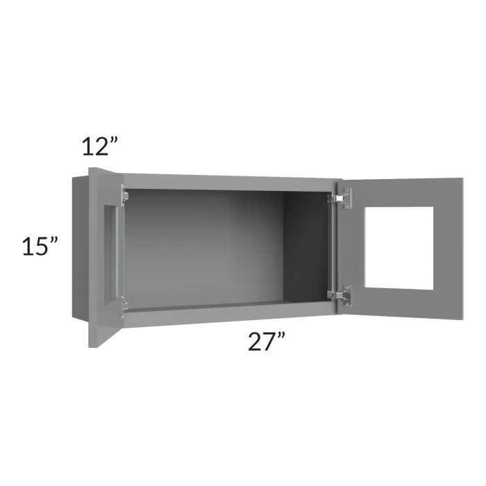 RTA Graphite Grey Shaker 27" x 15" Decorative Wall Cabinet with 2 Decorative End Panels
