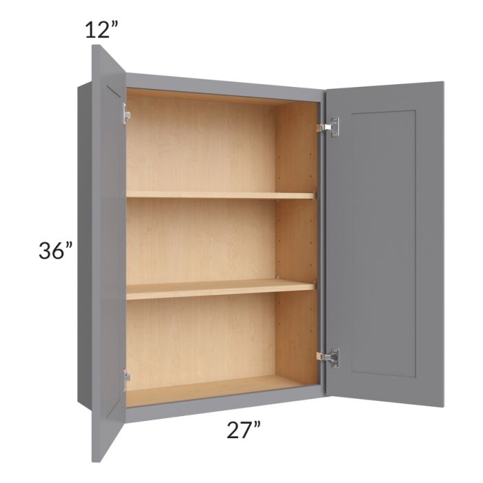 RTA Graphite Grey Shaker 27" x 36" Wall Cabinet with 2 Decorative End Panels