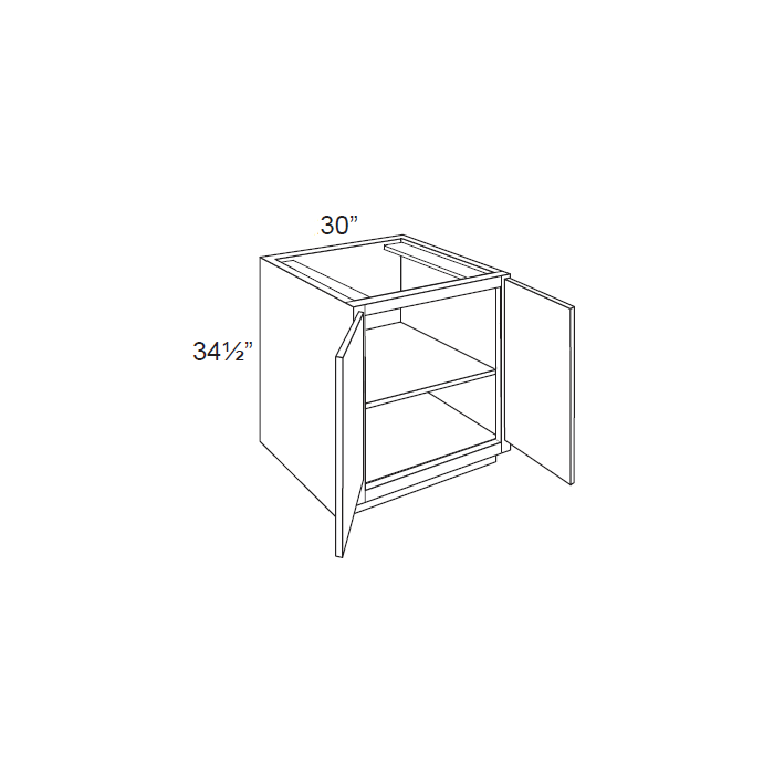 RTA Graphite Grey Shaker 30" Full Height Door Base Cabinet