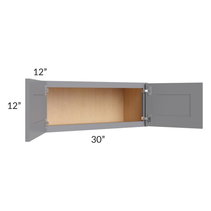 RTA Graphite Grey Shaker 30" x 12" Wall Cabinet with 1 Decorative End Panel