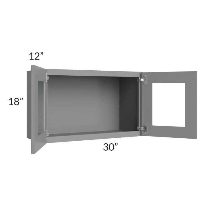RTA Graphite Grey Shaker 30" x 18" Decorative Wall Cabinet with 1 Decorative End Panel