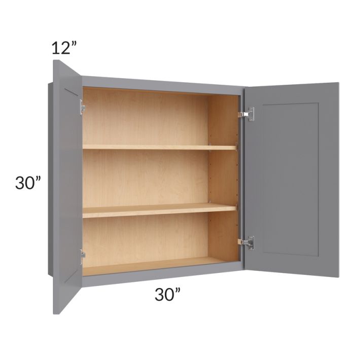 RTA Graphite Grey Shaker 30" x 30" Wall Cabinet with 1 Decorative End Panel