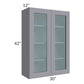 RTA Graphite Grey Shaker 30" x 42" Wall Glass Door Cabinet (Prepped for Glass Doors) with 2 Decorative End Panels