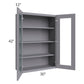 RTA Graphite Grey Shaker 30" x 42" Wall Glass Door Cabinet (Prepped for Glass Doors) with 2 Decorative End Panels