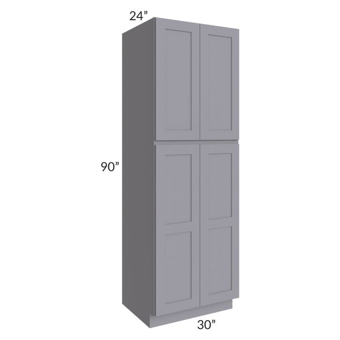 RTA Graphite Grey Shaker 30" x 90" x 24" Wall Pantry Cabinet with 3 Roll Out Trays