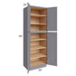 RTA Graphite Grey Shaker 30" x 90" x 24" Wall Pantry Cabinet with 3 Roll Out Trays