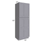 RTA Graphite Grey Shaker 30" x 90" x 24" Wall Pantry Cabinet with 4 Roll Out Trays