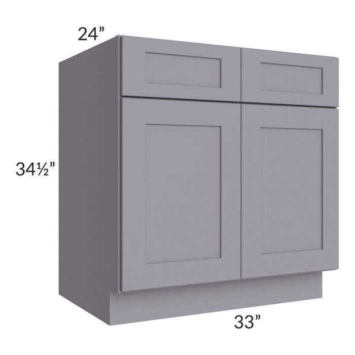 RTA Graphite Grey Shaker 33" Base Cabinet with 2 Decorative End Panels and 2 Roll Out Trays