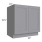 RTA Graphite Grey Shaker 33" Full Height Door Base Cabinet with 1 Decorative End Panel