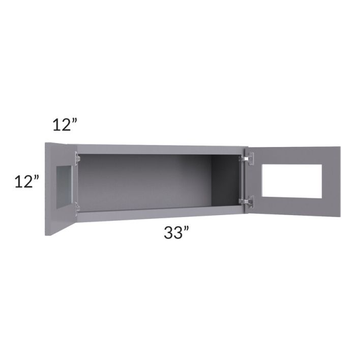 RTA Graphite Grey Shaker 33" x 12" Decorative Wall Cabinet with 2 Decorative End Panels