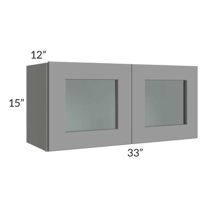 RTA Graphite Grey Shaker 33" x 15" Decorative Wall Cabinet with 1 Decorative End Panel