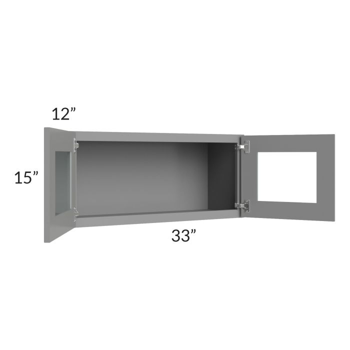 RTA Graphite Grey Shaker 33" x 15" Decorative Wall Cabinet with 1 Decorative End Panel
