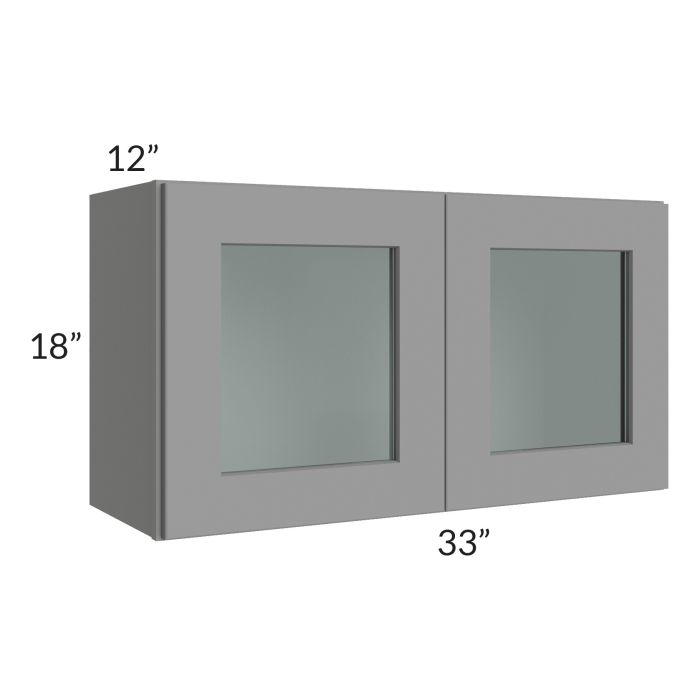RTA Graphite Grey Shaker 33" x 18" Decorative Wall Cabinet with 1 Decorative End Panel
