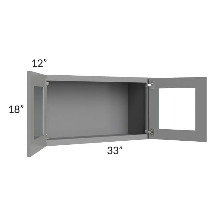 RTA Graphite Grey Shaker 33" x 18" Decorative Wall Cabinet with 1 Decorative End Panel
