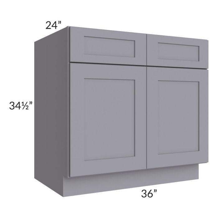 RTA Graphite Grey Shaker 36" Base Cabinet with 1 Decorative End Panel and 1 Roll Out Tray